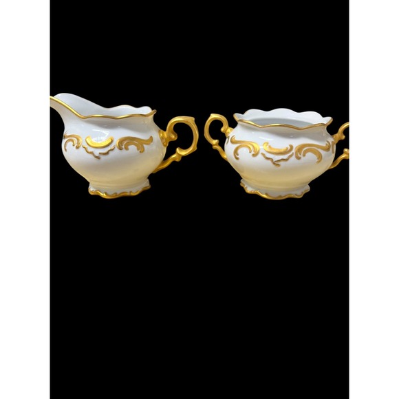 Schumann Arzberg Other - Schumann Arzberg White Elegance Creamer and Sugar Bowl Set Gold Gilt Bavaria